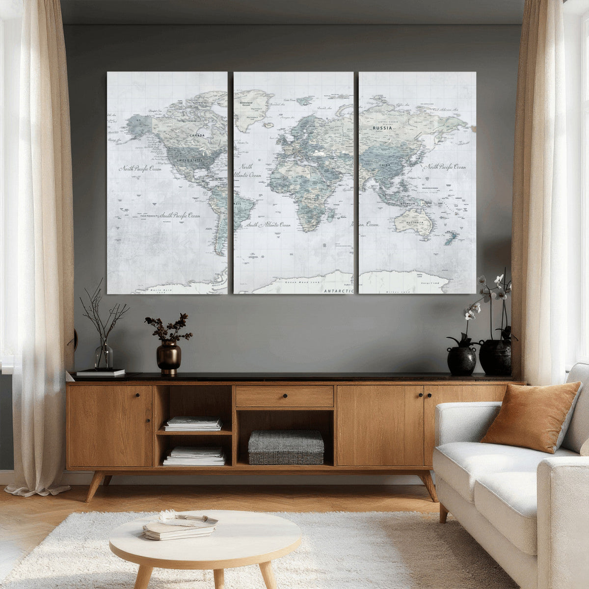 World Map Canvas Print – Detailed Map of the World Wall Art