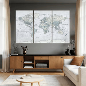 World Map Canvas Print – Detailed Map of the World Wall Art