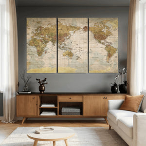 World Map Canvas Print – Detailed Map of the World Wall Art