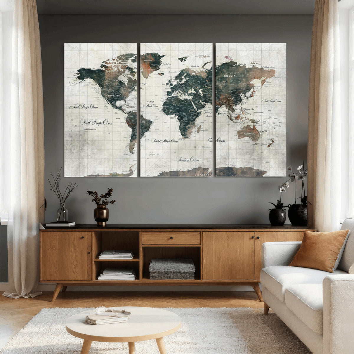 World Map Canvas Print – Framed Travel Map Wall Art for