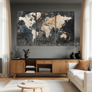 World Map Canvas Print – Detailed Map of the World Wall Art