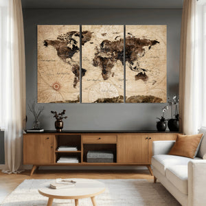 World Map Wall Art Canvas Print
