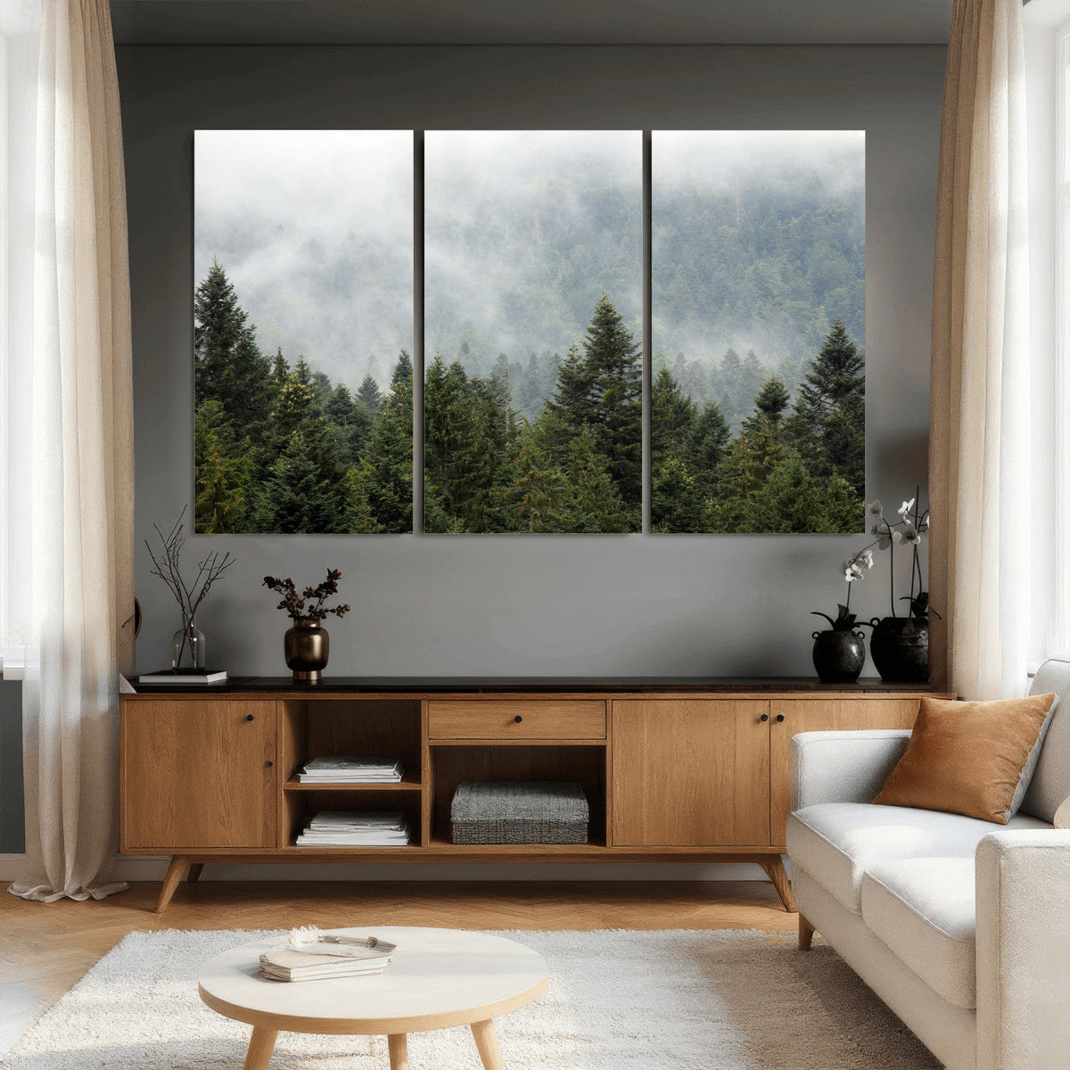Misty Mountain Forest Wall Art Canvas Print