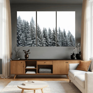 Misty Mountain Forest Canvas Print, Foggy Pine Trees Nature