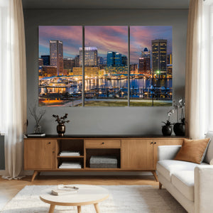 Baltimore Skyline Wall Art Canvas Print, Baltimore Downtown