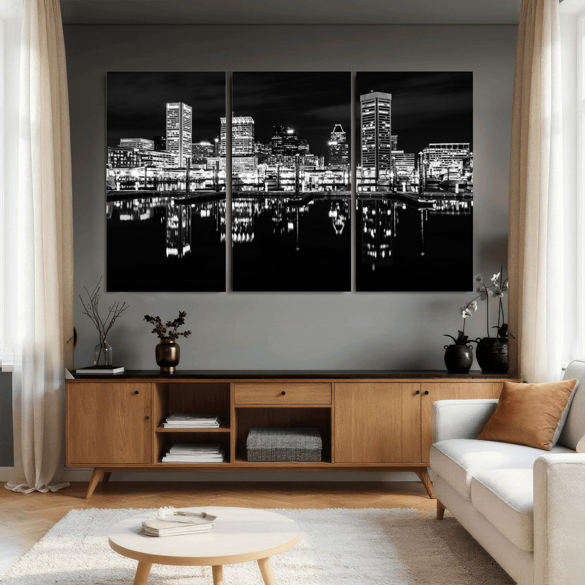 Baltimore Skyline Wall Art Canvas Print, Baltimore Downtown