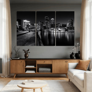 Boston Wall Art Canvas Print, Boston City Downtown Night