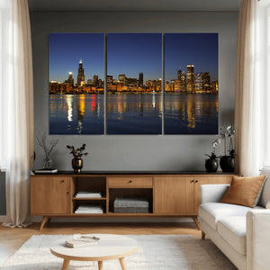 Chicago Wall Art Canvas Print - Chicago City Downtown Night