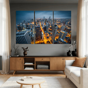 Chicago Wall Art Canvas Print - Chicago City Downtown Night