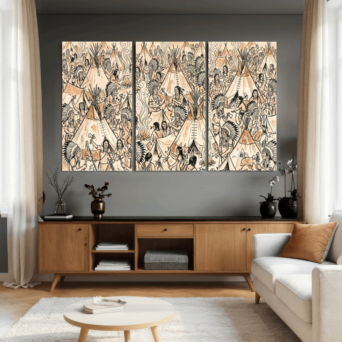 Native American Indian Wall Art Canvas Print - Abstract