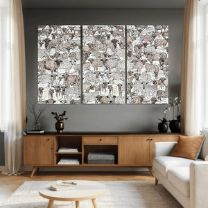 Abstract Texas Cow Wall Art Canvas Print - Farm Longhorn
