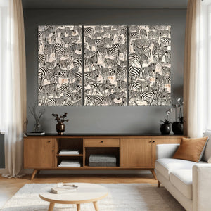 Abstract Zebra Wall Art Canvas Print for Farmhouse Decor