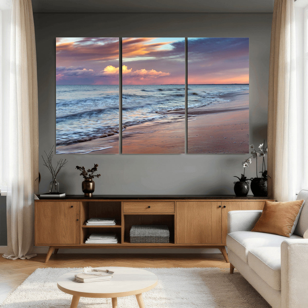 Ocean Sunset Wall Art Canvas Print – Coastal Beach