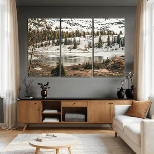 Snowy Mountain Landscape Wall Art Canvas Print, Alpine Pine