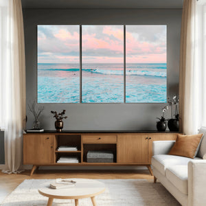 Ocean Wave Wall Art Canvas Print, Pastel Surf Seascape