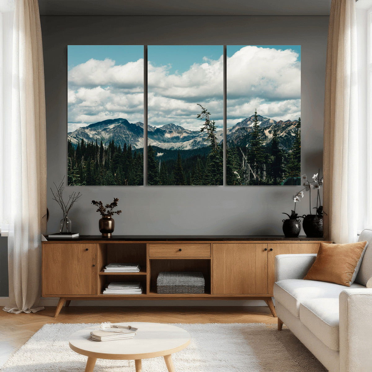 Mountain Forest Wall Art Canvas Print, Alpine Pine Tree