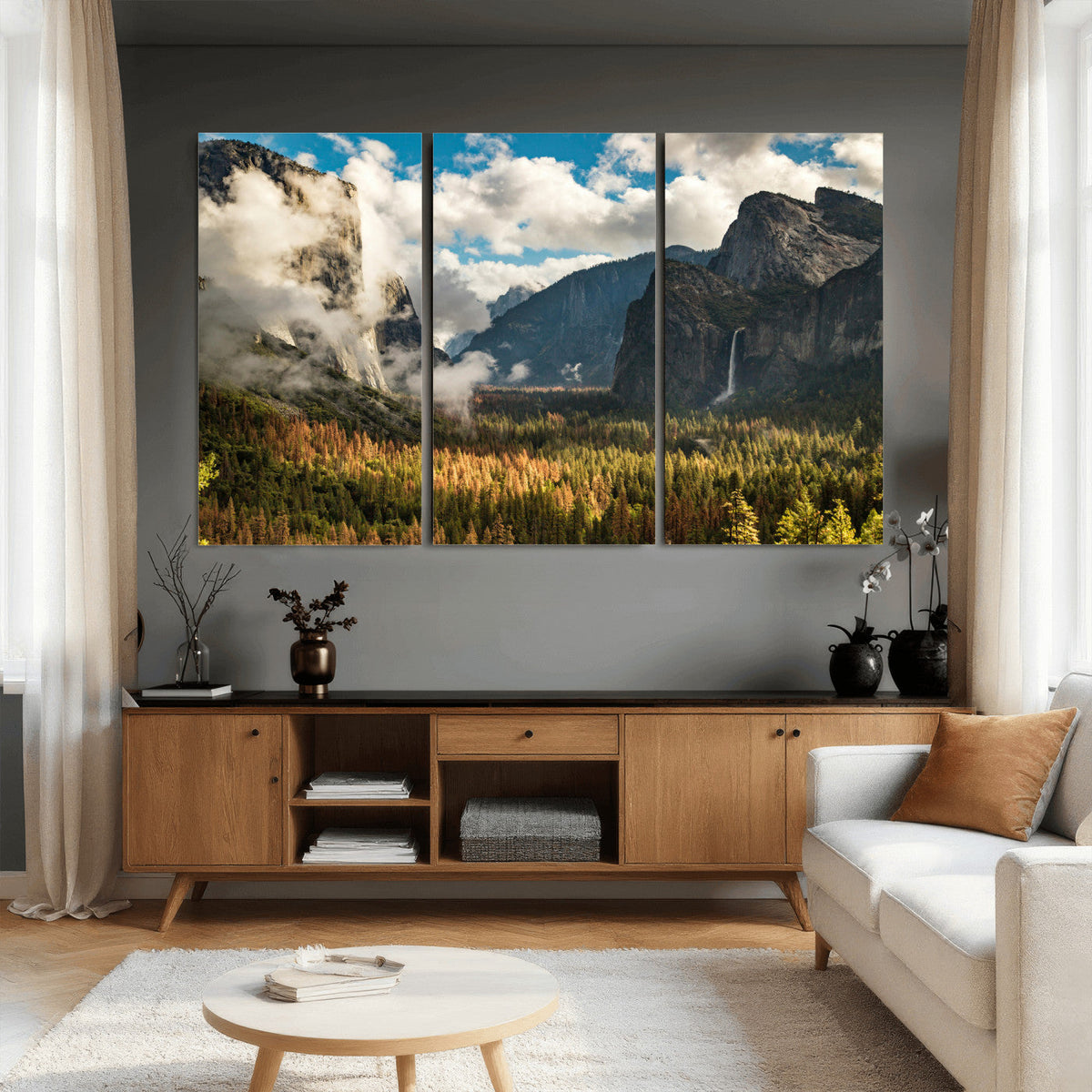 Yosemite Valley River Wall Art Canvas Print