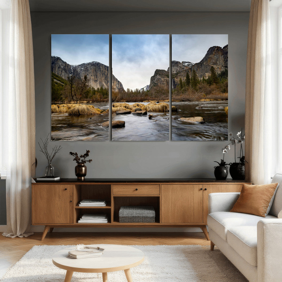 Yosemite Valley Mountain Landscape Wall Art Canvas Print,