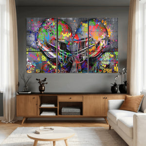 Graffiti Football Helmets Wall Art Canvas Print, Urban