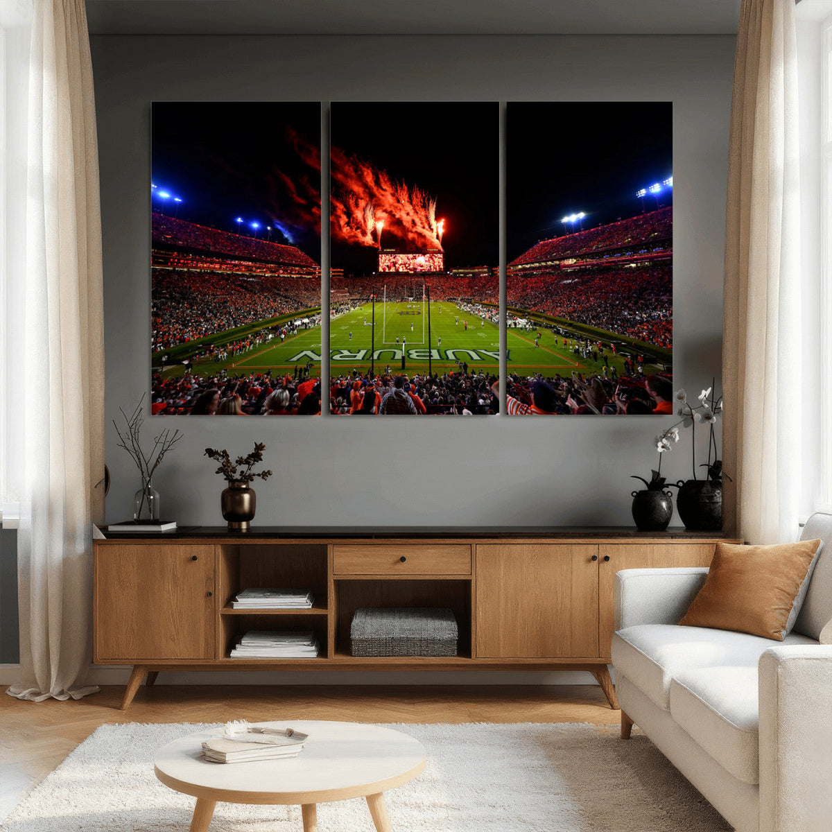 Auburn Stadium Wall Art Canvas Print, College Football Night