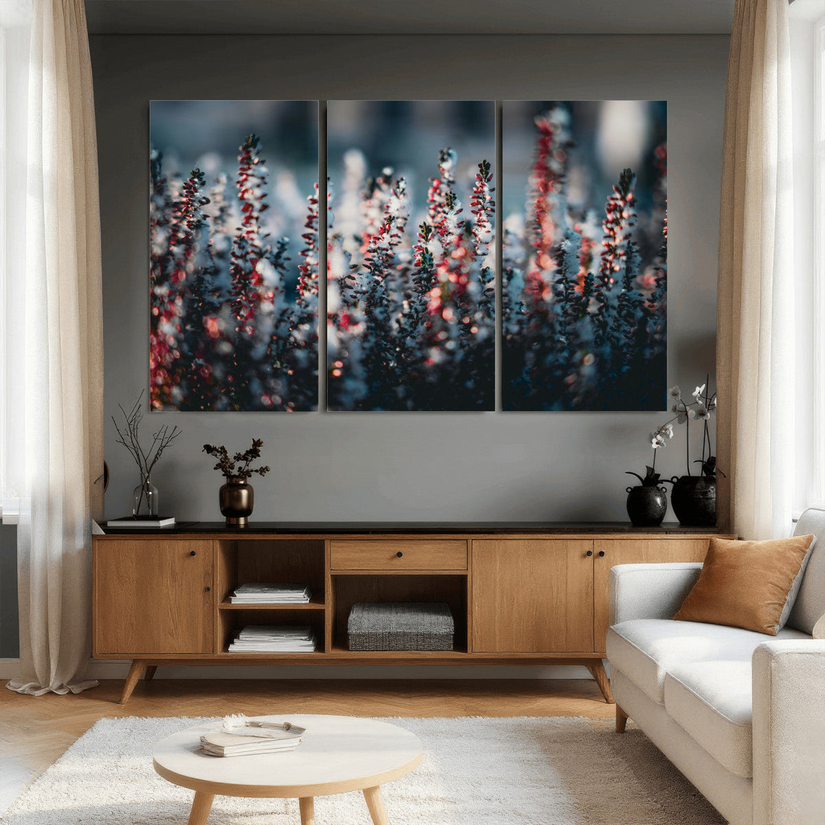 Winter Heather Wall Art Canvas Print, Frosted Floral Nature