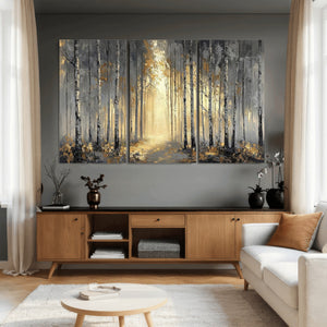 Abstract Birch Forest Wall Art Canvas Print – Modern Neutral