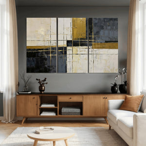 Abstract Gold and Black Wall Art Canvas Print – Modern