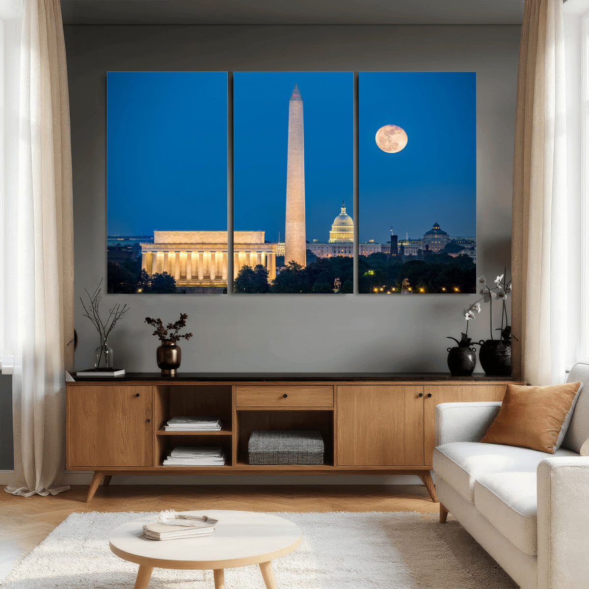 Washington DC Skyline Wall Art Canvas Print – Lincoln