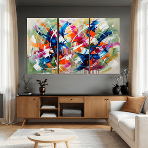 Geometric Abstract Wall Art Canvas Print, Orange Blue