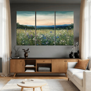 Wildflower Meadow Oil Painting Canvas — Daisy Lavender