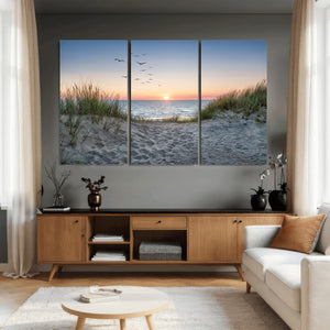 Sandy Dune Path Sunset Canvas Wall Art — Seagulls Beach
