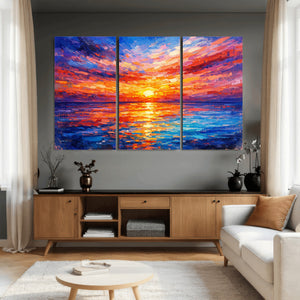 Colorful Knife Ocean Sunset Canvas — Orange Pink Teal