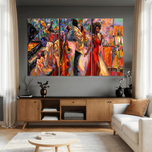 African American Jazz Singer Canvas Art — Red Dress Black