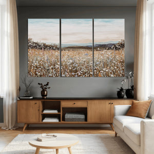 Neutral Wildflower Field Canvas Wall Art — Beige Earth Tone