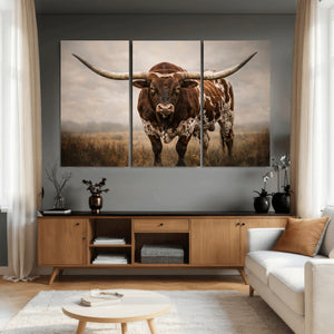 Texas Longhorn Canvas Wall Art Western Bull Desert Moody