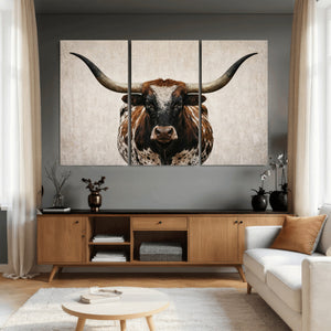 Texas Longhorn Canvas Wall Art Western Bull Desert Moody