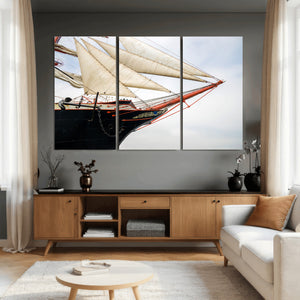 Sailboat Wall Art Canvas Print, Vintage Ship Bow Framed