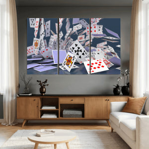 Playing Cards Canvas Wall Art | Casino Game Room Decor,