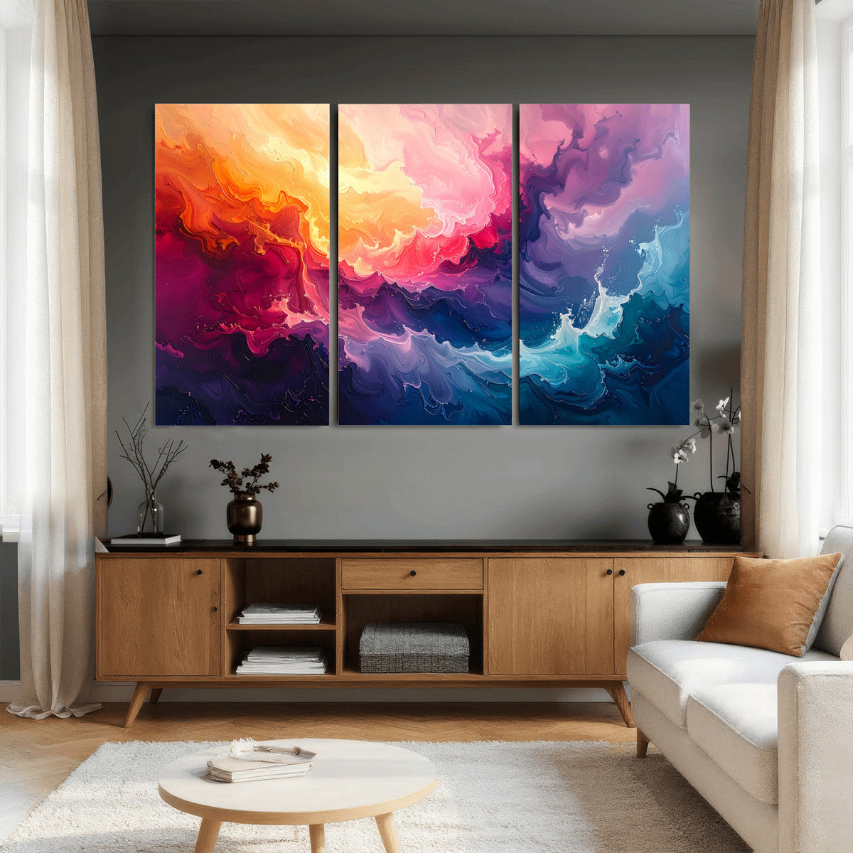Colorful Abstract Canvas Wall Art Print, Vibrant Popup Color Art Print