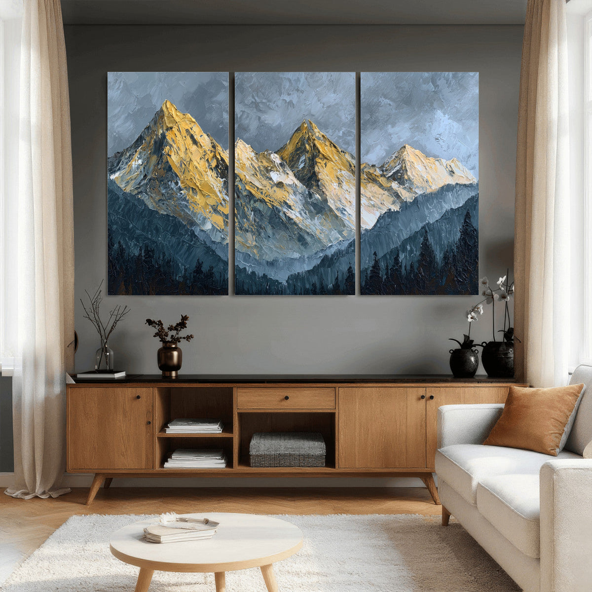 Abstract Mountain Wall Art Canvas Print Modern Landscape Painting Print