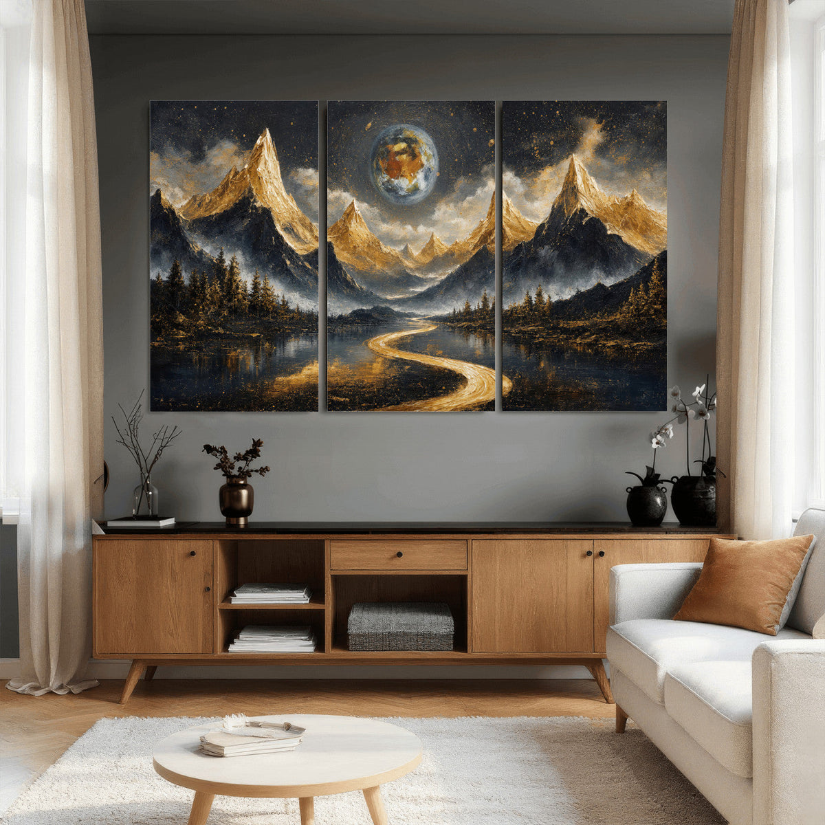 Abstract Mountain Wall Art Canvas Print Modern Landscape Painting Print