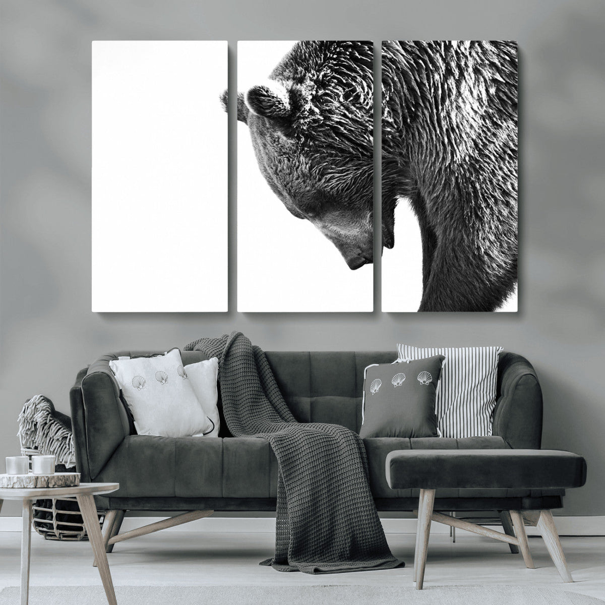 Black and White Grizzly 399 Bear Canvas Print Wall Art |