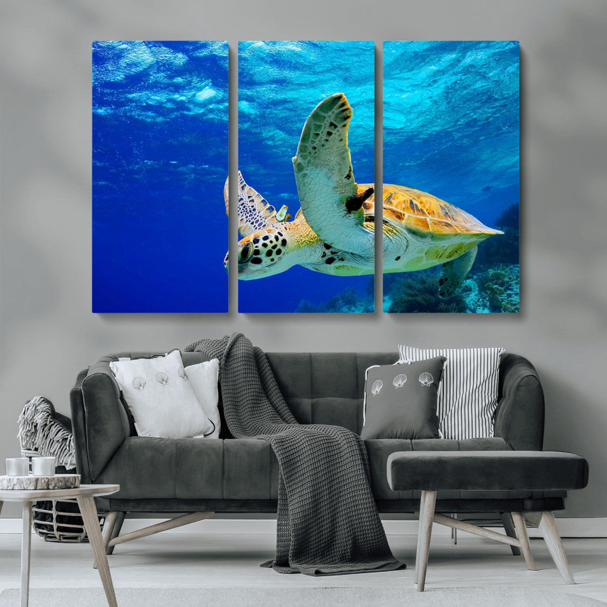 Sea Turtle Wall Art Canvas Print, Sea life in the Ocean Wall