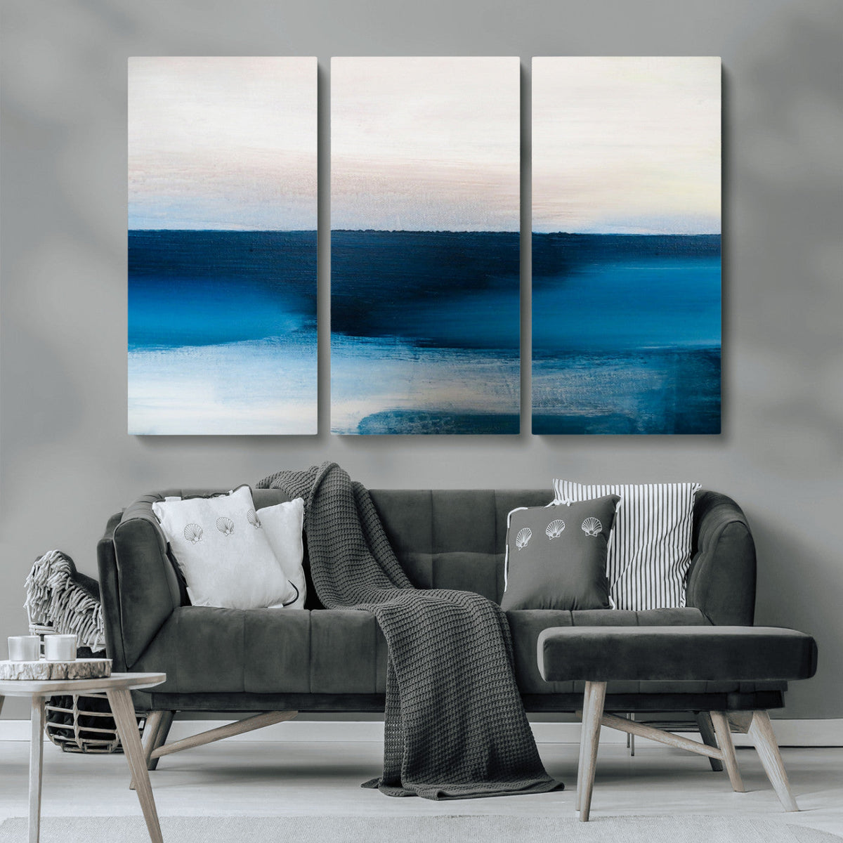 Dark Blue Abstract Wall Art Canvas Print