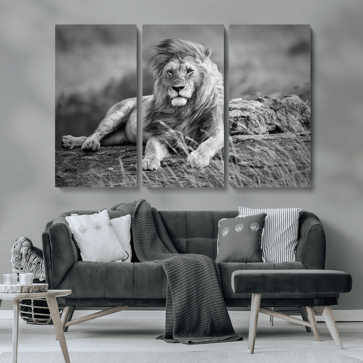 King Forest Lion Wall Art Canvas Print – Framed Majestic