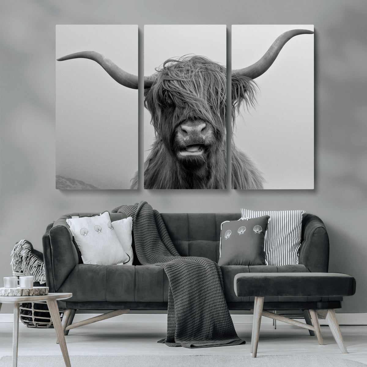 Texas Cow Wall Art Canvas, Texas Longhorn Cattle Canvas