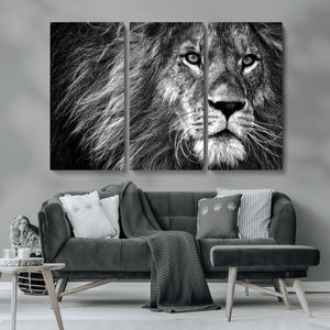 Black and White Lion Canvas Wall Art Print – Wildlife