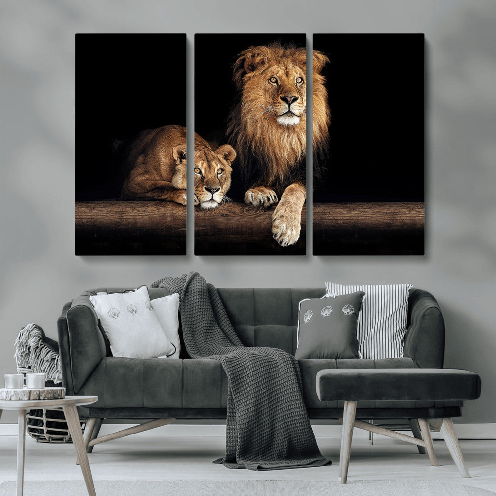 Lion Canvas Wall Art – Majestic Animal Print Artwork for