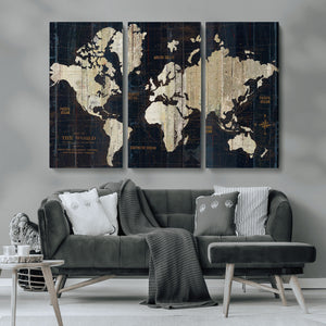 Antique Old World Map Wall Art Canvas Print