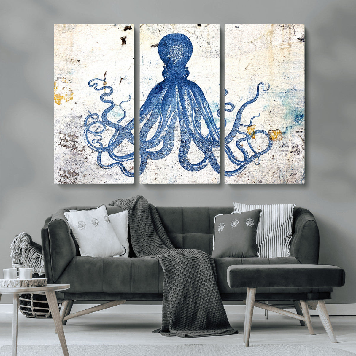 Octopus Canvas Wall Art | Coastal Marine Life Artwork for